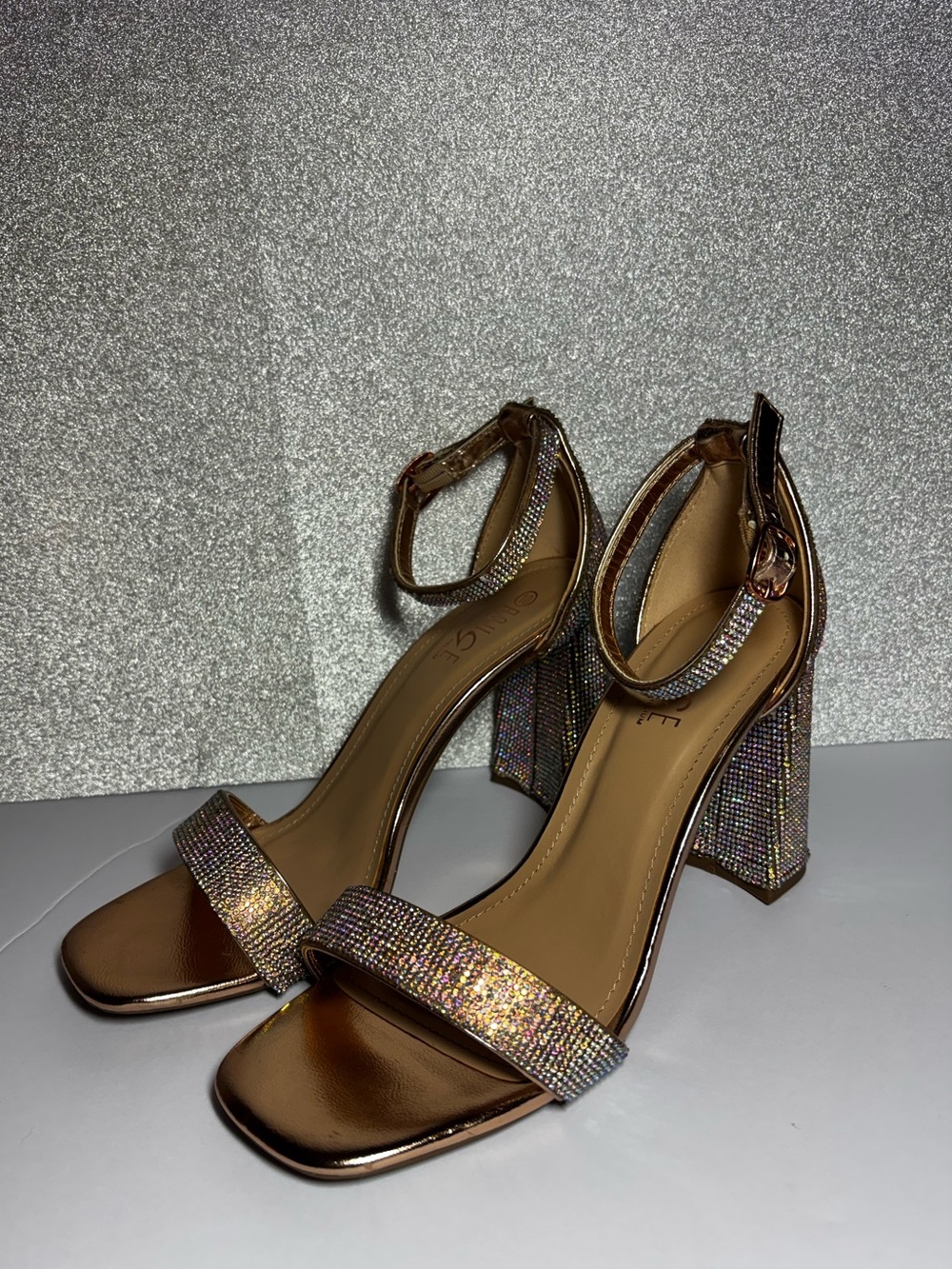 BRAND NEW✨ Copper Themed Rhinestone Heels with Bedazzled Ankle Strep! Gorgeous!